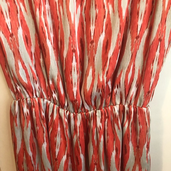 Orange patterned sheath dress with elastic waist - Picture 3 of 6